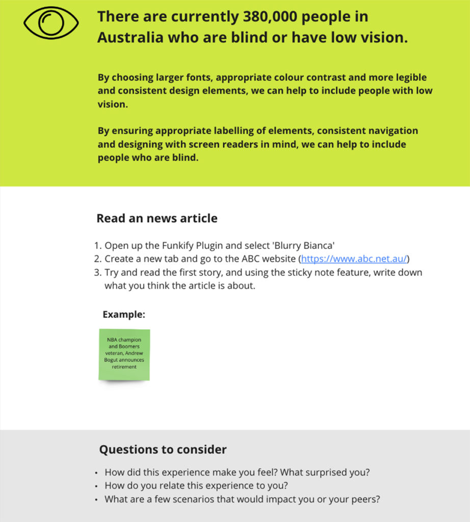 An example of an Empathy Lab Workshop task